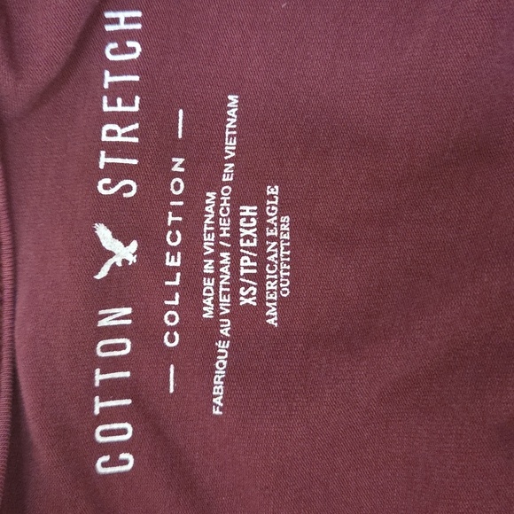 American Eagle Cotton Stretch Burgundy Long Sleeve Open Back Bodysuit Size XS - Picture 5 of 7